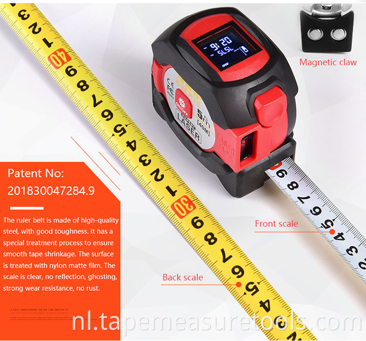 2 in 1 40m Infrarood laser afstandslaser 5m Stalen tape digitale meetlint laser afstandsmeter